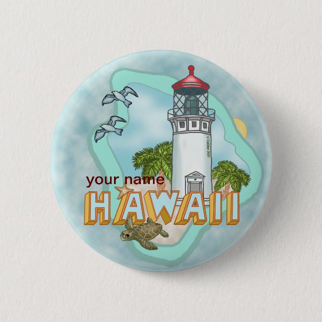 Macaron Rond 5 Cm Bouton épingle du phare d'Hawaii (Devant)