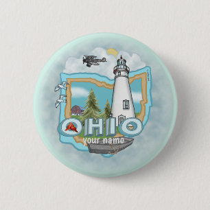 Macaron Rond 5 Cm Bouton épingle du phare d'Ohio