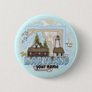 Macaron Rond 5 Cm Bouton épingle du phare du Maryland