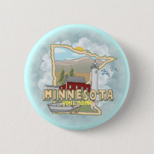 Macaron Rond 5 Cm Bouton épingle du phare du Minnesota