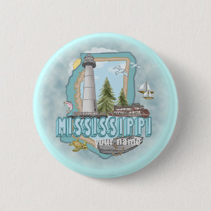 Macaron Rond 5 Cm Bouton épingle du phare du Mississippi