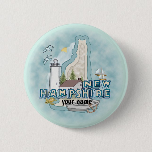 Macaron Rond 5 Cm Bouton épingle du phare du New Hampshire (Devant)