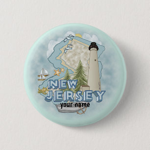 Macaron Rond 5 Cm Bouton épingle du phare du New Jersey