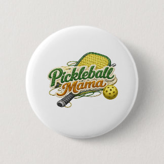 Macaron Rond 5 Cm Bouton épinglé Maman Pickleball Rétro pour la fête