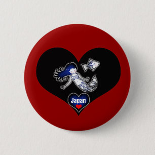 Macaron Rond 5 Cm Bouton épinglé Mermaid Heart Japon