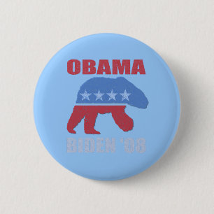 Macaron Rond 5 Cm Bouton Épinglé Ours Polaire Obama Biden '08