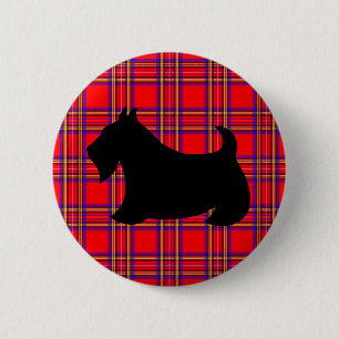 Macaron Rond 5 Cm Bouton épinglé Terrier Écossais