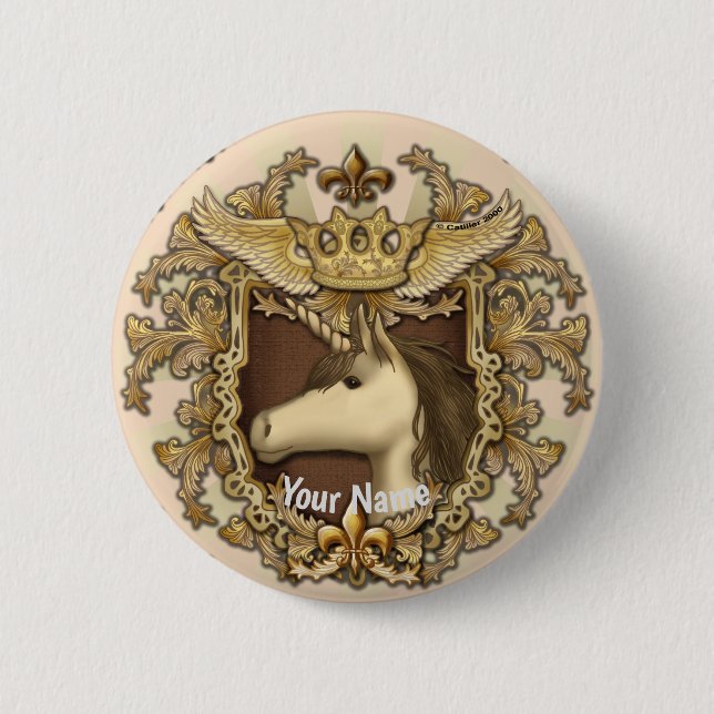 Macaron Rond 5 Cm Bouton épingle Unicorn (Devant)