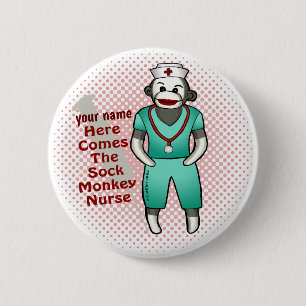 Macaron Rond 5 Cm Bouton épinglette de l'infirmière de singe de rése