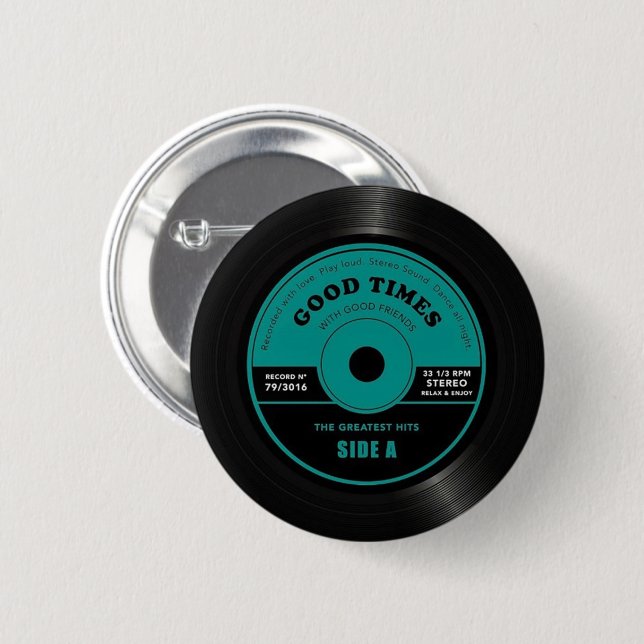 Macaron Rond 5 Cm bouton épinglette d'enregistrement vinvinvinyle (Devant & derrière)