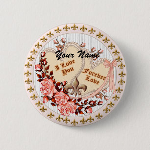 Macaron Rond 5 Cm Bouton épinglette du mariage Forever Love