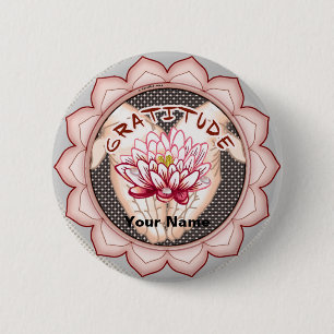 Macaron Rond 5 Cm Bouton épinglette Gratitude Lotus