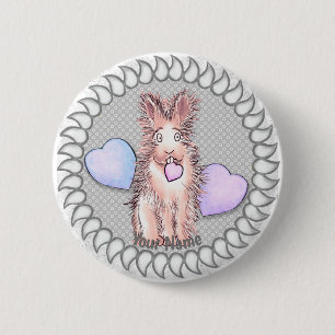 Macaron Rond 5 Cm Bouton épinglette Harey Rabbit Coeur