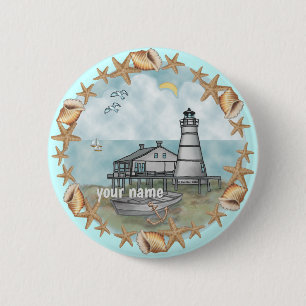 Macaron Rond 5 Cm Bouton épinglette Louisiana Shells