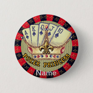Macaron Rond 5 Cm Bouton épinglette Poker Princess