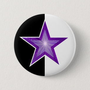 Macaron Rond 5 Cm Bouton étoile violette noir blanc