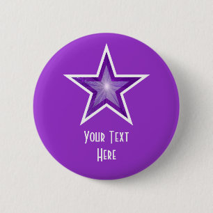 Macaron Rond 5 Cm Bouton étoile violette 'Votre texte' violet