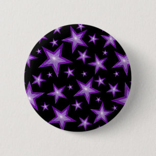 Macaron Rond 5 Cm Bouton Étoiles violettes noir