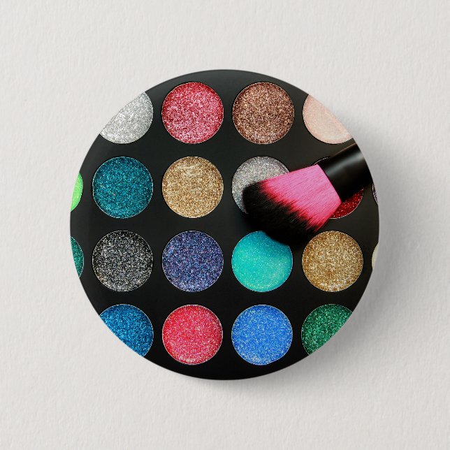 Macaron Rond 5 Cm Bouton Eyeshadow parties scintillant (Devant)