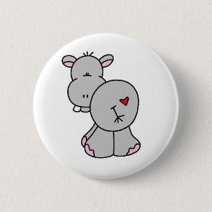 Macaron Rond 5 Cm Bouton fait sur commande de dos d'hippopotame