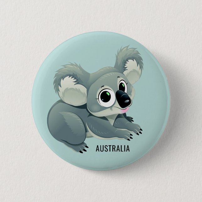 Macaron Rond 5 Cm Bouton fait sur commande des textes de koala (Devant)