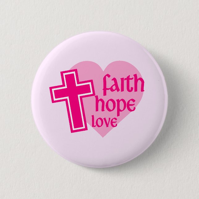 Macaron Rond 5 Cm Bouton Faith Hope Love (Devant)