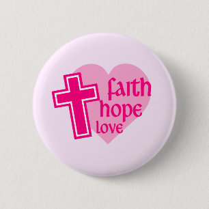 Macaron Rond 5 Cm Bouton Faith Hope Love