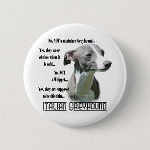 Macaron Rond 5 Cm Bouton FAQ italien Greyhound