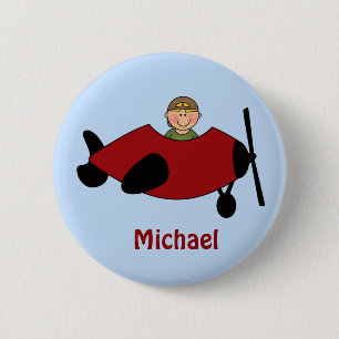 Macaron Rond 5 Cm Bouton Faveur Avion Enfants