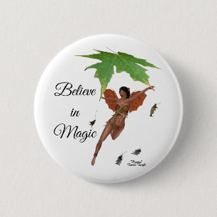 Macaron Rond 5 Cm Bouton Fée Cute Avec Ailes Brown