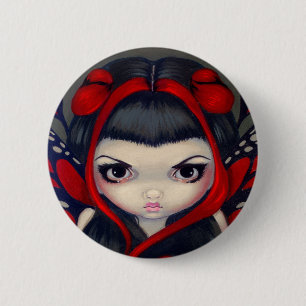 Macaron Rond 5 Cm Bouton féerique rouge grincheux