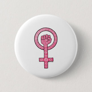 Macaron Rond 5 Cm Bouton féministe de poing