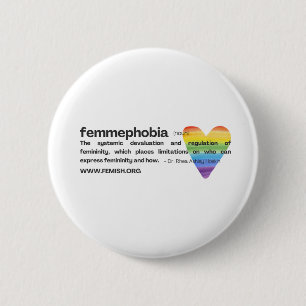 Macaron Rond 5 Cm Bouton Femmephobie Coeur arc-en-ciel
