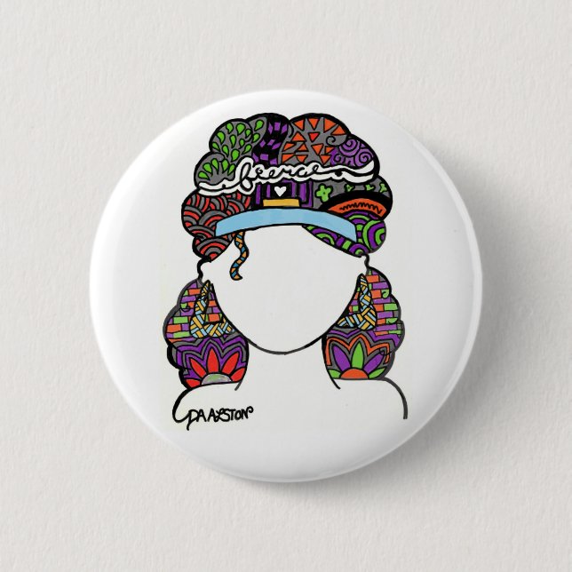 Macaron Rond 5 Cm Bouton FÉROCE (Devant)