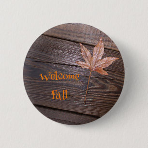 Macaron Rond 5 Cm Bouton Feuille d'automne de bienvenue