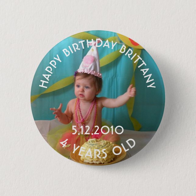 Macaron Rond 5 Cm Bouton Fille d'anniversaire personnalisé (Devant)