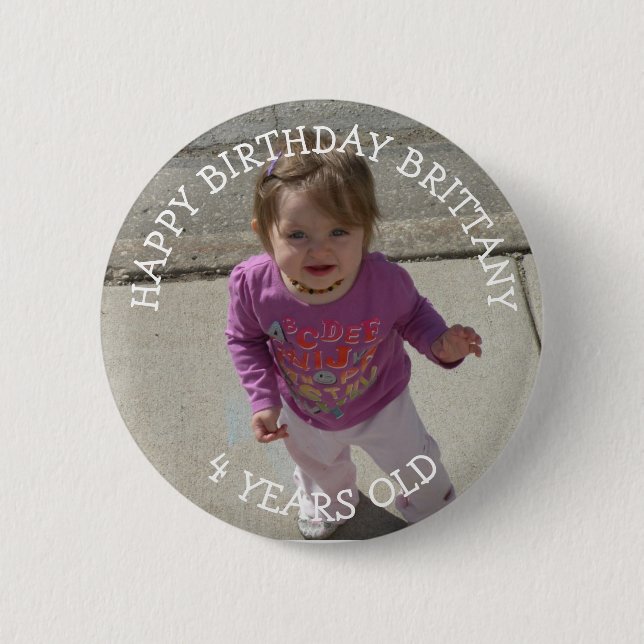 Macaron Rond 5 Cm Bouton Fille d'anniversaire personnalisé (Devant)
