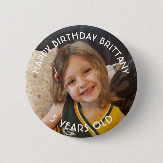 Macaron Rond 5 Cm Bouton Fille d'anniversaire personnalisé (Devant)