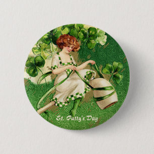 Macaron Rond 5 Cm Bouton Fille de la Fête de Saint-Patty