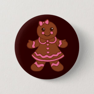Macaron Rond 5 Cm Bouton fille pain d'épices