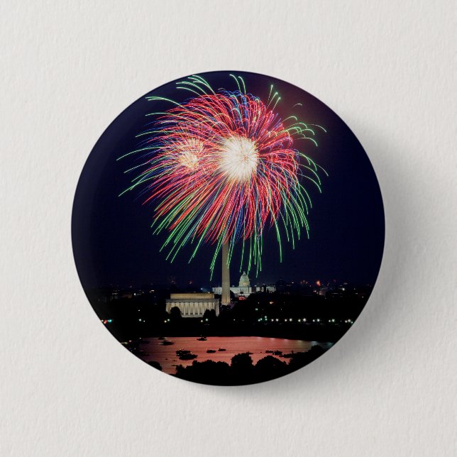 Macaron Rond 5 Cm Bouton Fireworks (Devant)