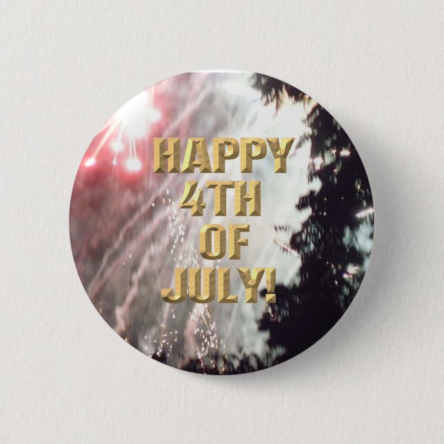 Macaron Rond 5 Cm Bouton Fireworks 14 4 juillet (Devant)