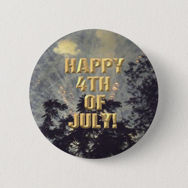 Macaron Rond 5 Cm Bouton Fireworks 19 4 juillet (Devant)