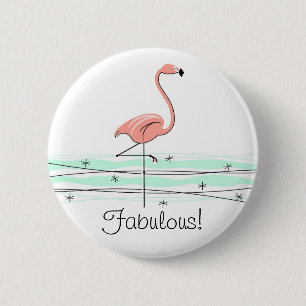 Macaron Rond 5 Cm Bouton Flamant rose Océan 'Fabuleux ! '