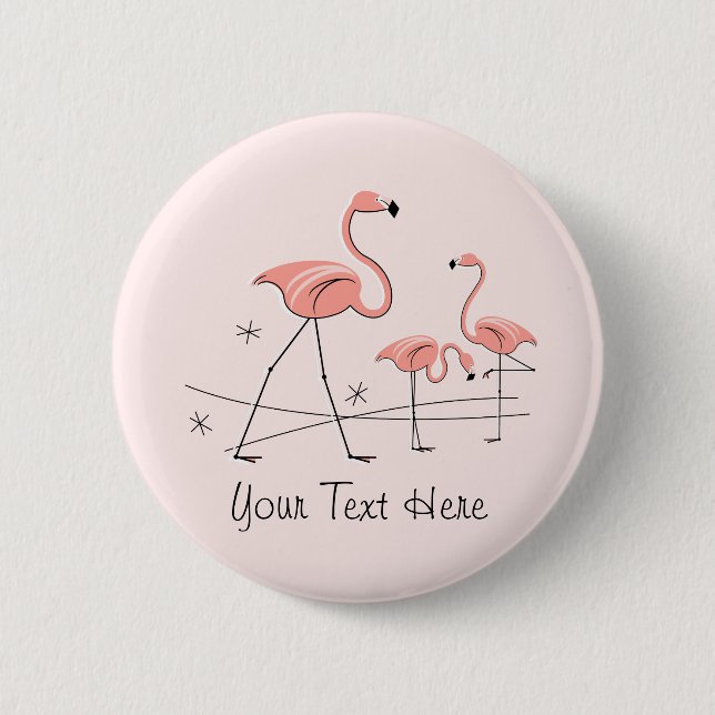 Macaron Rond 5 Cm Bouton Flamant rose rose Trio 2 'Texte' (Devant)