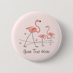 Macaron Rond 5 Cm Bouton Flamant rose rose Trio 2 'Texte'