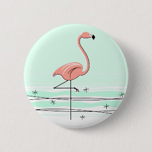 Macaron Rond 5 Cm Bouton Flamant rose vert