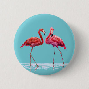 Macaron Rond 5 Cm Bouton Flamants roses
