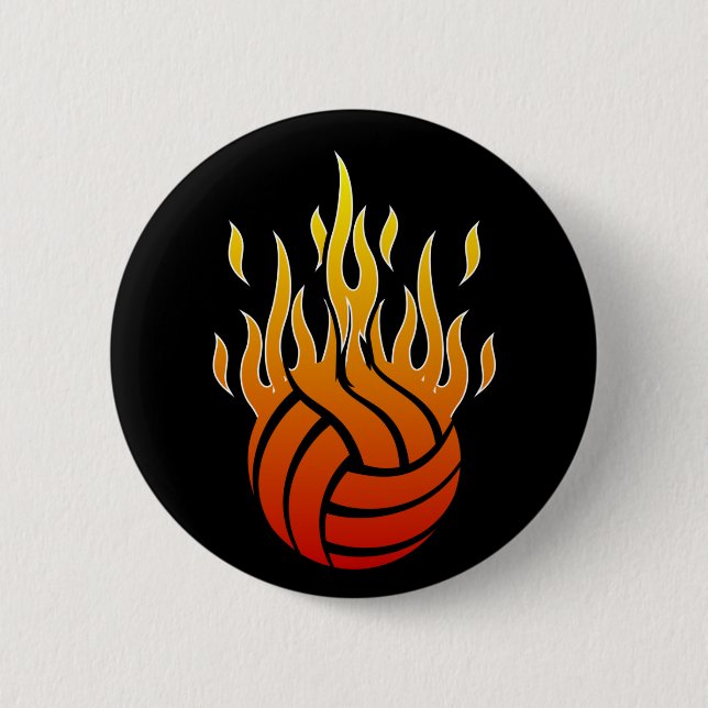 Macaron Rond 5 Cm Bouton flamboyant de volleyball (Devant)