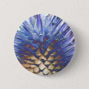 Macaron Rond 5 Cm Bouton Flamme Bleu Grass Sauvage